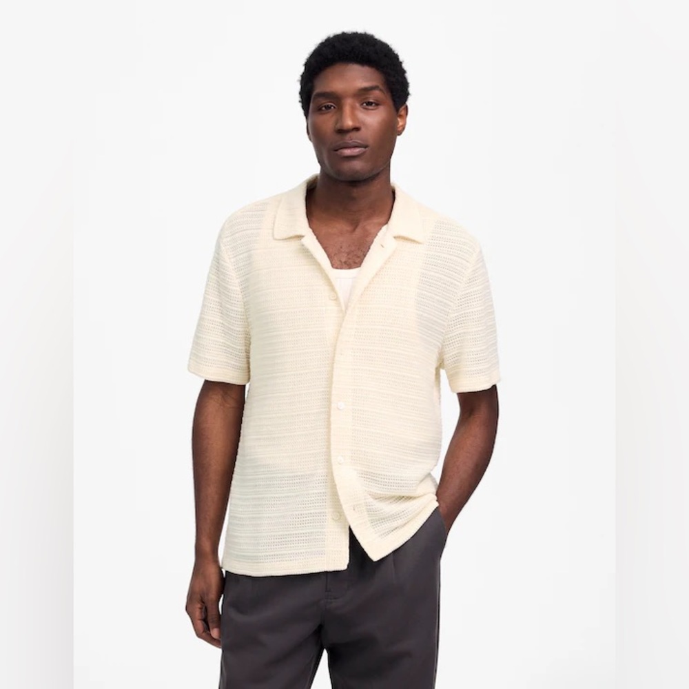 Madewell Jacquard-Knit Short-Sleeve Button-Up Shirt